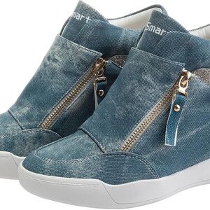 RiSmart Women's Denim Zipper Wedge Sneakers